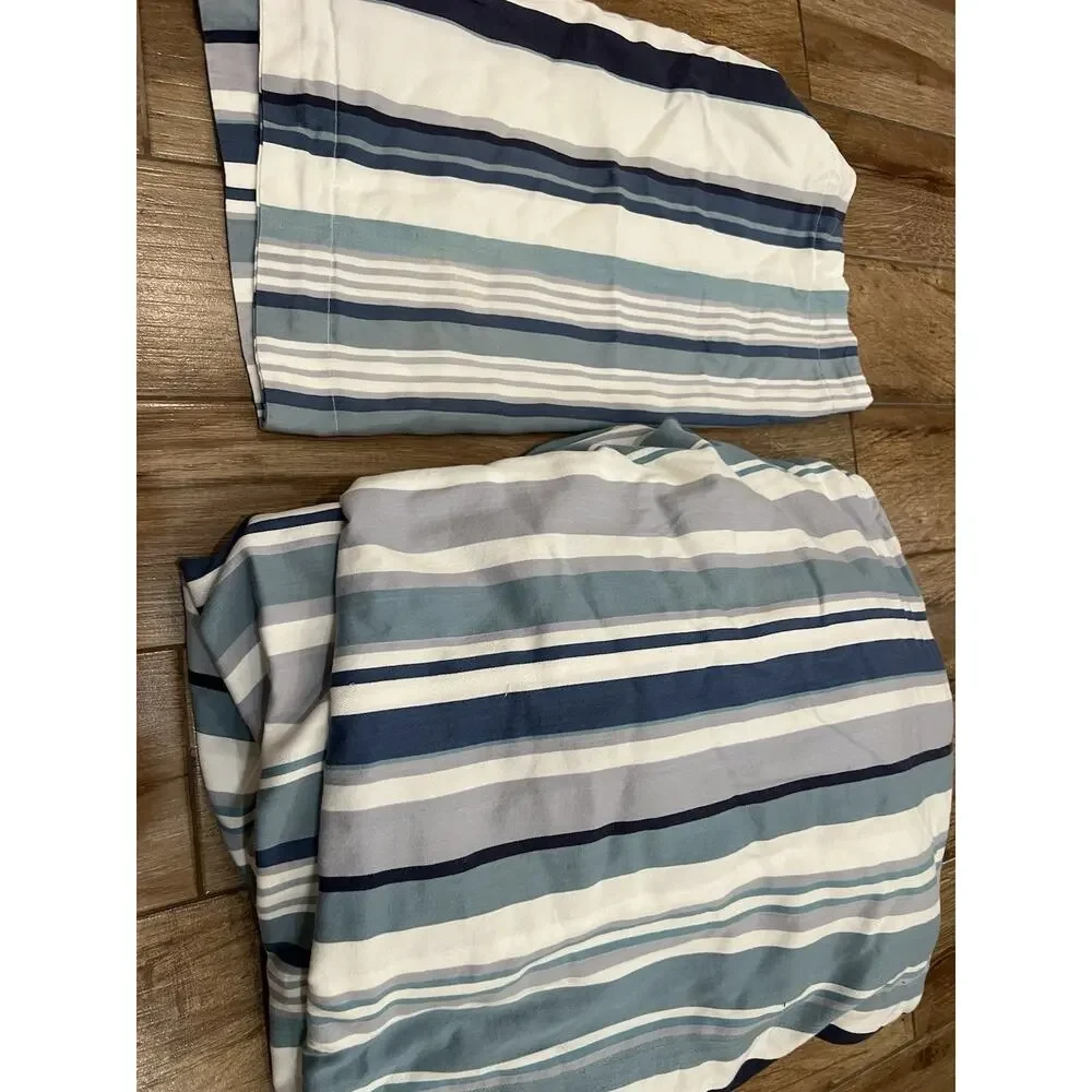 Pottery Barn Chandler Stripe King duvet Cover Set Organic Beach coastal *Read